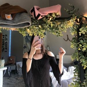 a cold shoulder crop top